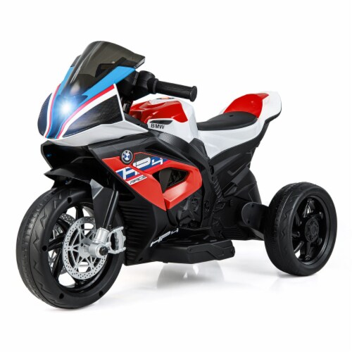 12V Kids Ride on Motorcycle Licensed BMW 3 Wheels Electric Toy w/ Light & Music Red Perspective: front