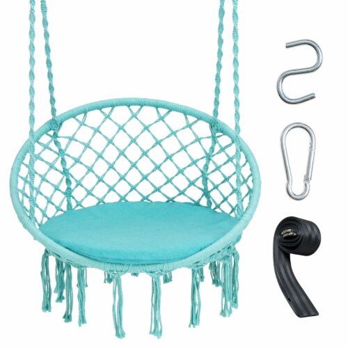 Gymax Hammock Swing Chair with Cushion Hanging Hardware Kit Indoor ...