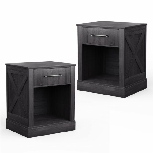 Black rustic nightstand deals