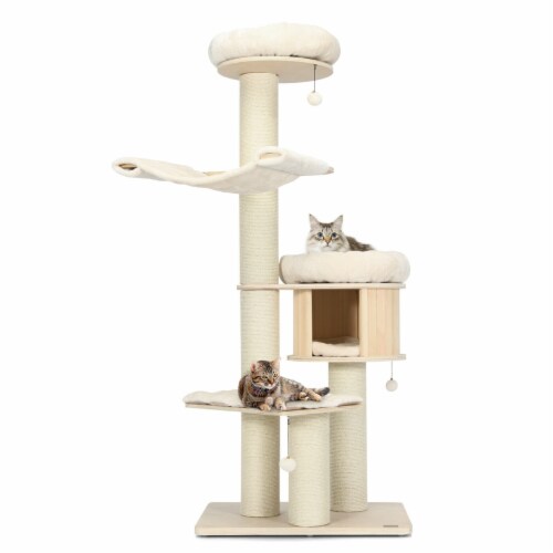 68.5'' Cat Tree Condo 4-Layer Wooden Kitten Activity Tower w/ Sisal Posts Perspective: front