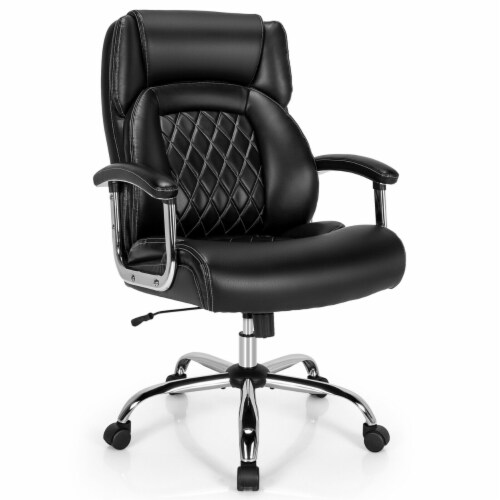 Gymax 500LBS High Back Big & Tall Office Chair Adjustable Leather Task Chair Perspective: front