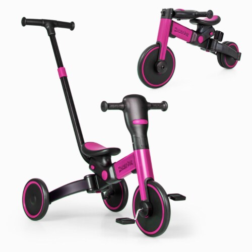 4 in 1 Kids Tricycle Foldable Toddler Balance Bike with Parent Push Handle Pink 1 unit Harris Teeter
