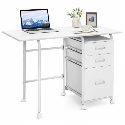 Folding desk sales with drawers