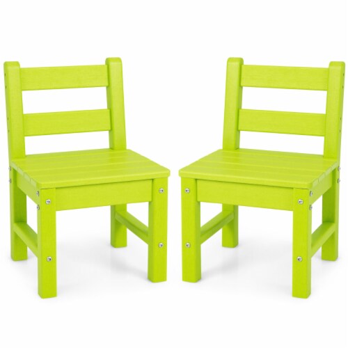 2 PCS Kids Chairs Indoor Outdoor Heavy-Duty All-Weather Children Learning Chair Green Perspective: front