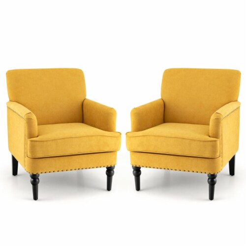Set of 2 yellow accent chairs deals