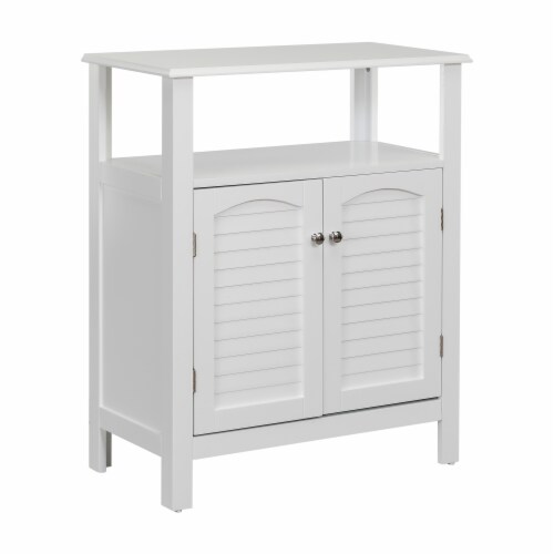 Elegant Home Fashions Wooden Bathroom Floor Cabinet & Shelf 2 Door White S0670 Perspective: front