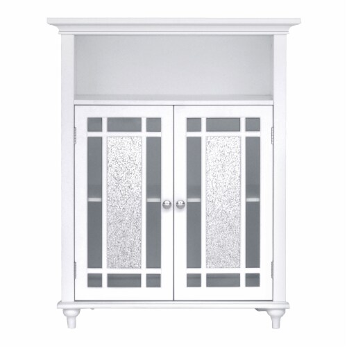Teamson Home Wooden Bathroom Floor Storage Cabinet Room Space Saver Organizer, White Perspective: front