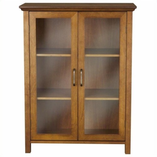 Elegant Home Fashions Avery 2-Door Floor Cabinet in Oil Oak Perspective: front