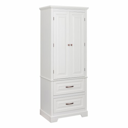 Elegant Home Fashions Wooden Bathroom Linen Tower Storage Cabinet