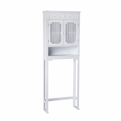 Elegant Home Fashions Bathroom Over the Toilet Cabinet with Adjust Storage Shelf White Perspective: front