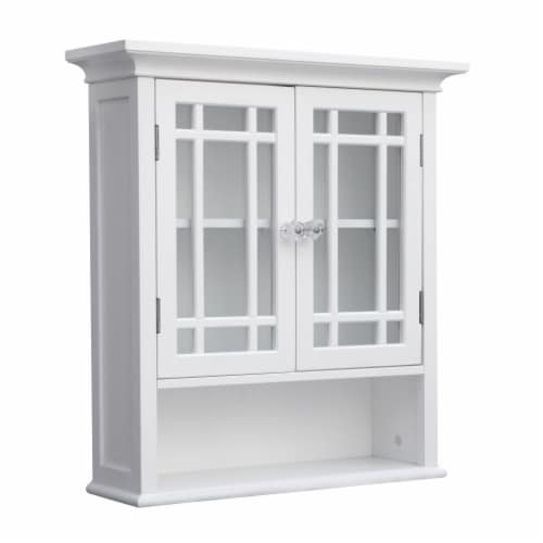 Elegant Home Fashions Wooden Bathroom Wall Storage Cabinet Space Saver Organizer, White Perspective: front