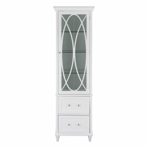 Elegant Home Fashions Florence Wooden Linen Tower Cabinet with Storage, White ELG-636S Perspective: front