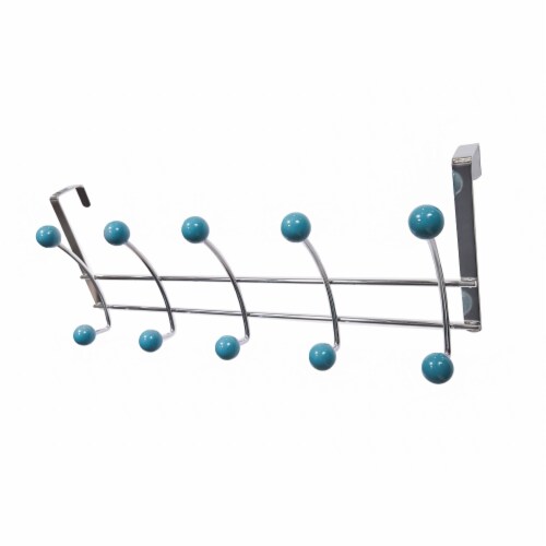 Elegant Home Fashions 10-Hook Chrome and Blue Towel Hook Elegant Home Fashions 10-Hook Chrome and Blue Towel Hook