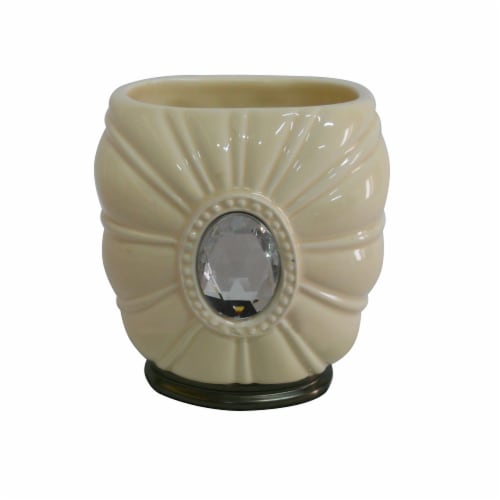 Elegant Home Fashions Bathroom Tumbler Holder Jemma Ivory & Silver Gem AC13201 Perspective: front