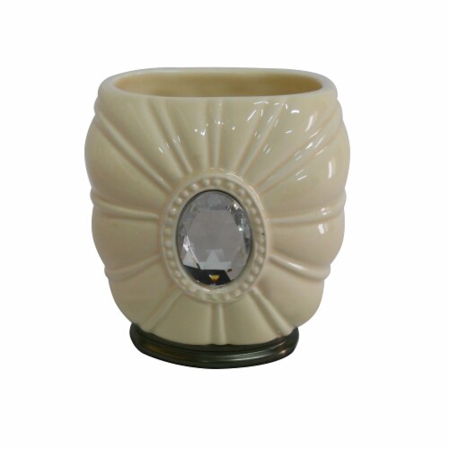Elegant Home Fashions Bathroom Tumbler Holder Jemma Ivory & Silver Gem AC13201 Perspective: front