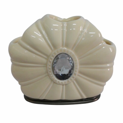 Elegant Home Fashions Bathroom Toothbrush Holder Stand Jemma Ivory AC13203 Perspective: front