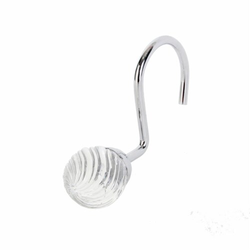 Elegant Home Fashions Bathroom Shower Curtain Hooks Set of 12 Silver HK40013 Perspective: front
