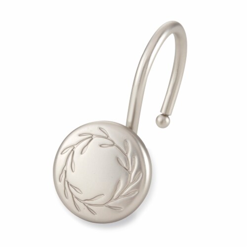 Elegant Home Fashions Bathroom Shower Curtain Hooks Set of 12 Nickel HK40110 Perspective: front