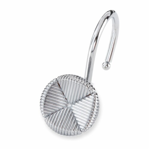 Elegant Home Fashions Bathroom Shower Curtain Hooks Set of 12 Chrome HK40115 Perspective: front