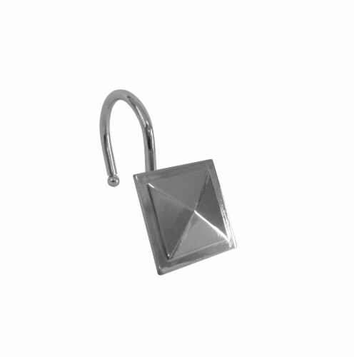 Elegant Home Fashions Bathroom Shower Curtain Hooks Sq. Diamond Chrome HK40139 Perspective: front