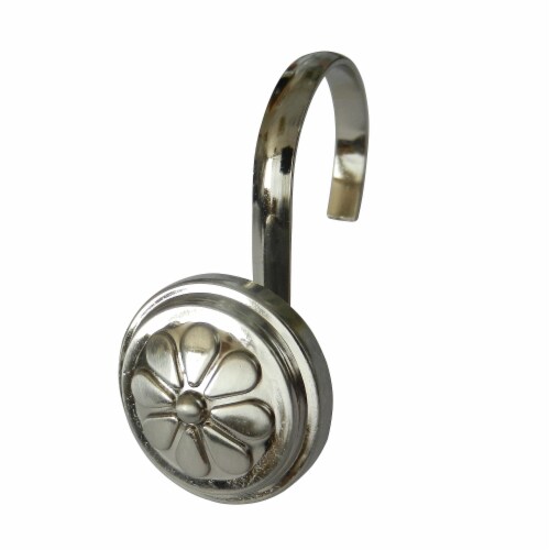 Elegant Home Fashions Bathroom Shower Curtain Hooks Wagon Wheel Chrome HK40158 Perspective: front