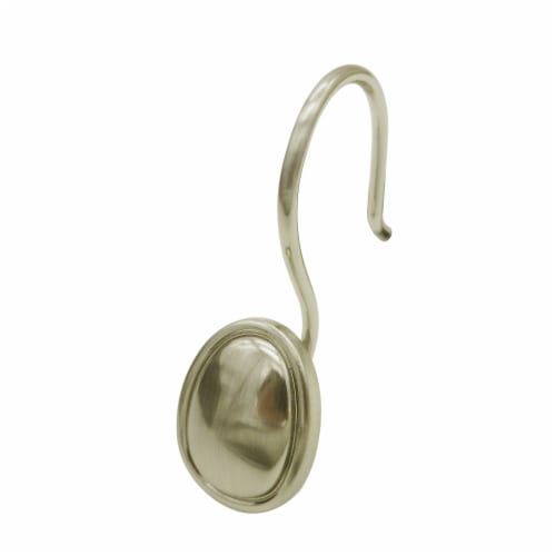 Elegant Home Fashions Bathroom Shower Curtain Hooks Set Brushed Nickel HK40172 Perspective: front