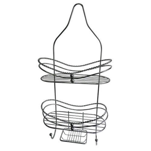 Elegant Home Fashions Bathroom Shower Caddy & Soap Tray Chrome Silver ESC-026 Perspective: front