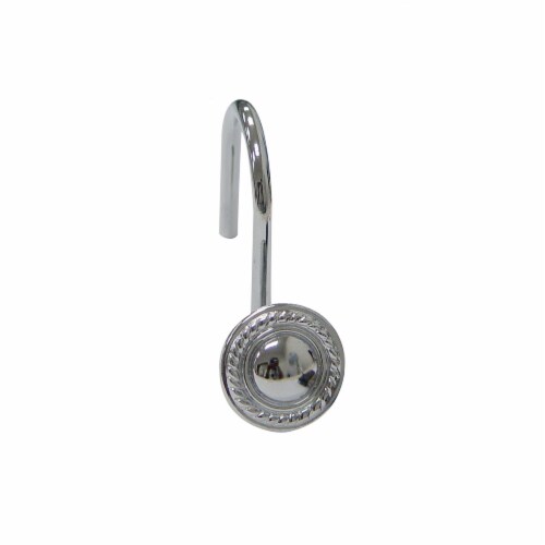 Bathroom Shower Curtain Hooks Set Of 12 Chrome Silver 9040 Perspective: front