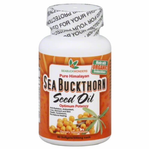 Seabuck Wonders Pure Himalyn Sea Buckthorn Seed Oil 500mg Perspective: front