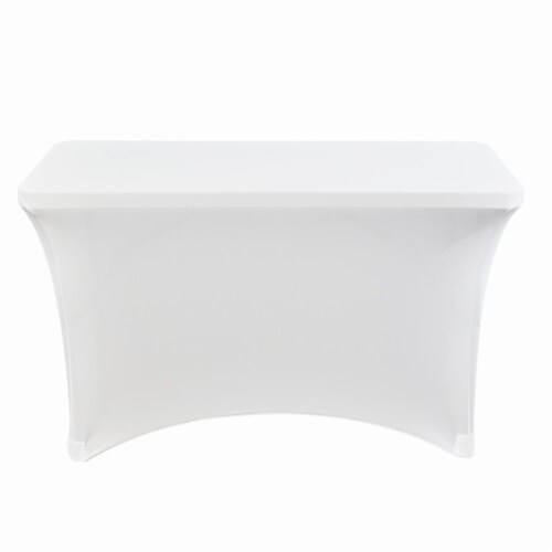 Iceberg 16513 4 ft. Stretch Fabric Table Cover, White Perspective: front