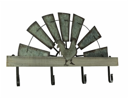 Half Metal Windmill Farmhouse Rooster Decorative Wood Wall Hook Rack, One  Size - Jay C Food Stores