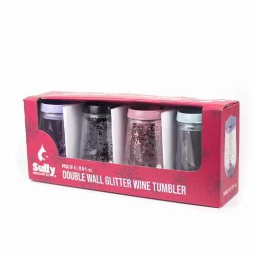 Sully Innovation Double Wall Glitter Wine Tumbler Set Perspective: front