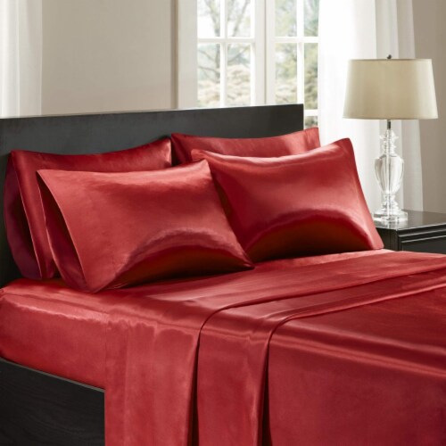 Madison Park 6 Piece Satin Silk Sheets King Red King Foods Co
