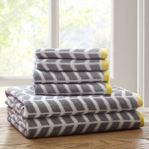 Chic Home Jacquard Turkish Cotton Bath Towel 3 Piece Set in Grey