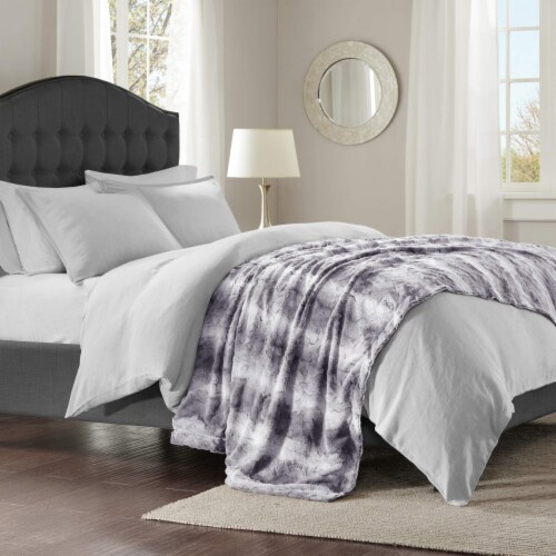 Zuri Faux Fur Oversized Bed Throw Grey 96x80 96x80 Smith s Food and Drug