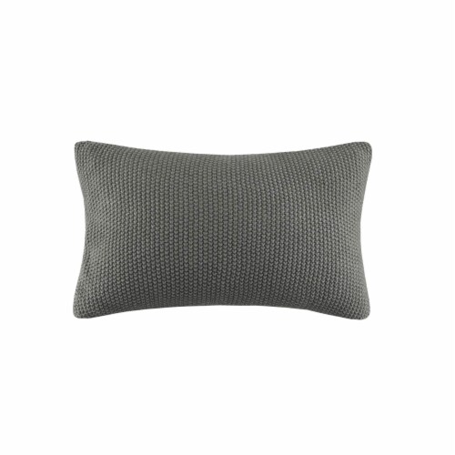 INK+IVY Bree Knit Oblong Pillow Cover, 12 x 20 , Charcoal Perspective: front