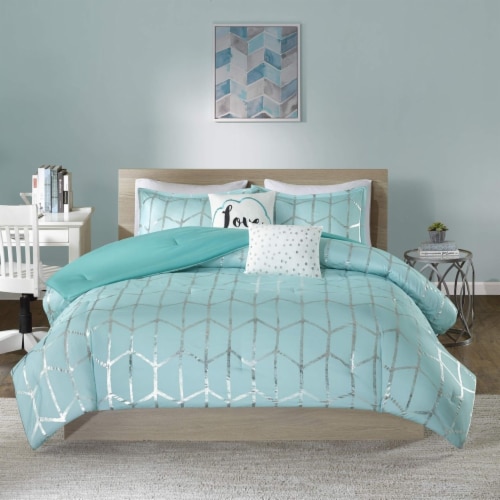 Raina Comforter Set Full Queen Aqua 1 unit Foods Co