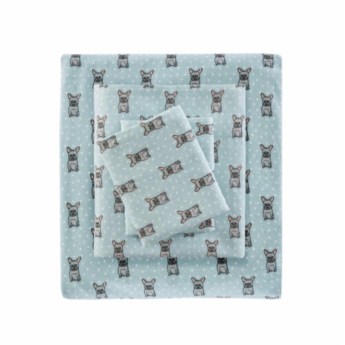 Cozy Flannel Sheet Set Aqua French Bulldog Cal King 1 unit Ralphs