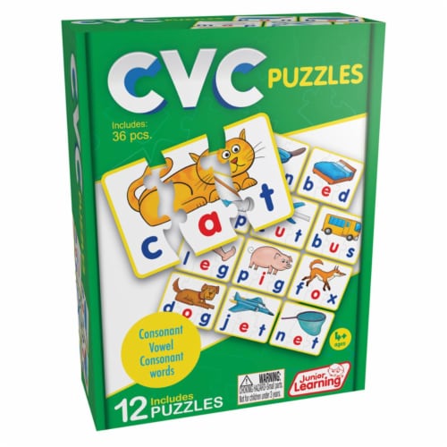Junior Learning JRL240BN 3 Each CVC Word Puzzles Perspective: front