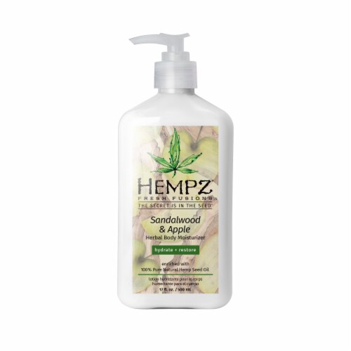 Hempz Fresh Fusions Sandalwood & Apple Herbal Body Moisturizer Perspective: front
