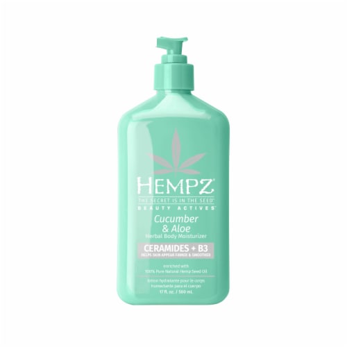 Hempz Beauty Actives Cucumber & Aloe Herbal Body Moisturizer with Ceramides + B3 Perspective: front