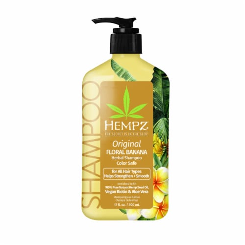 Hempz Original Floral Banana Herbal Shampoo with Vegan Biotin & Aloe Vera for All Hair Types Perspective: front