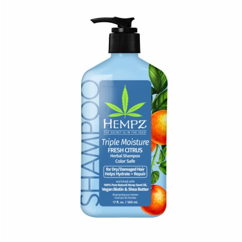Hempz Triple Moisture Fresh Citrus Herbal Shampoo with Vegan Biotin & Shea Butter Perspective: front