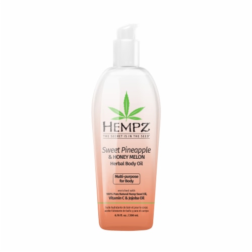 Hempz Sweet Pineapple & Honey Melon Multi-Purpose Herbal Body Oil Perspective: front