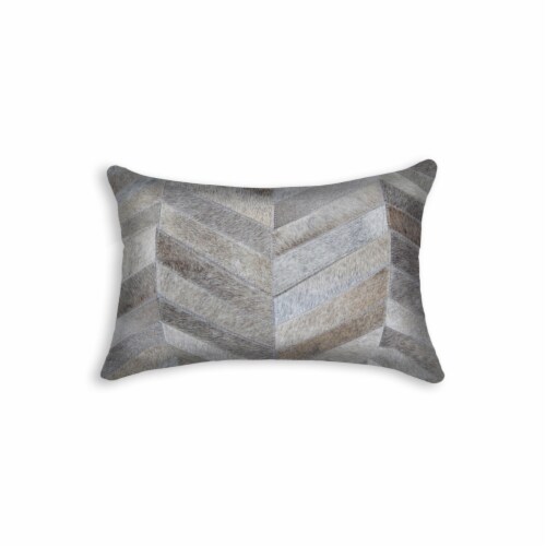 12 X 20 Gray Chevron Cowhide Throw Pillow 12 X 20 Gray Chevron Cowhide Throw Pillow