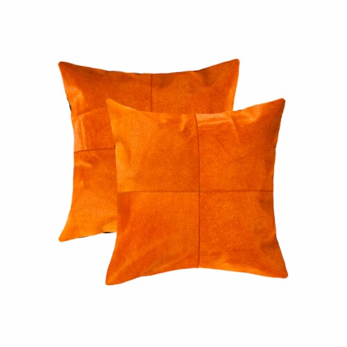18 X 18 Orange Cowhide Throw Pillow 18 X 18 Orange Cowhide Throw Pillow