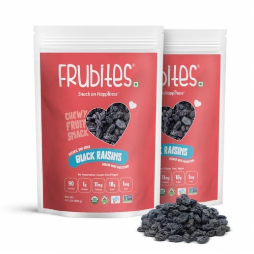 Chewy Fruit Snacks - Sun-Dried Seedless Black Raisins-Naturally sweet dried fruit chewy snack Perspective: front