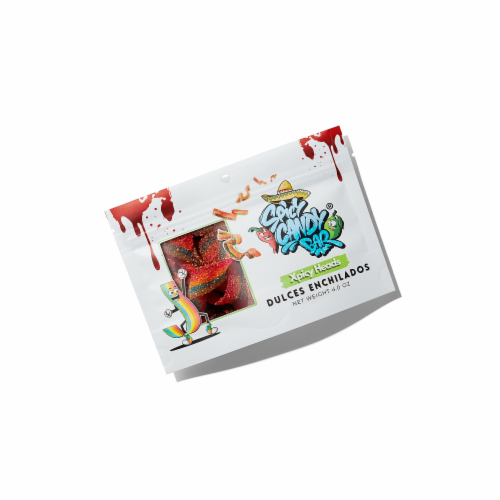 Spicy Candy Bar® Dulces Enchilados Xpicy Heads Gummy Candy Bag Perspective: front