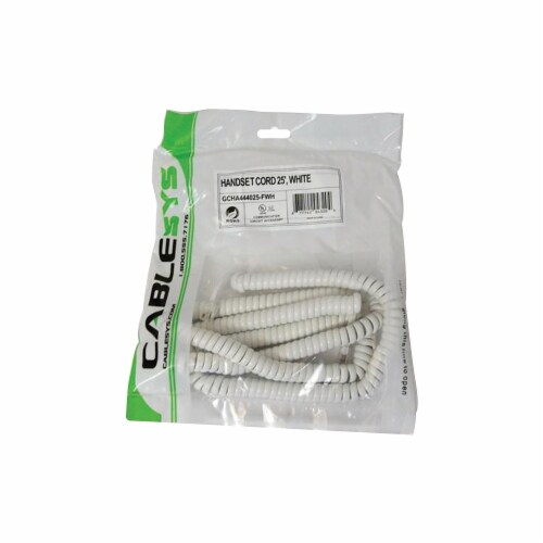 Cablesys GCHA444025-FWH / 25' WHITE Handset Cord Perspective: front