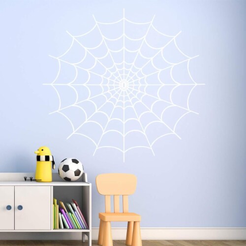 VWAQ Spider Web Wall Decals for Bedroom - Vinyl Sticker Halloween Decor Perspective: front